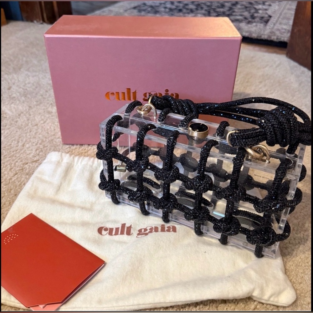 Cult Gaia Bess Caged Embellished Box Shoulder Bag